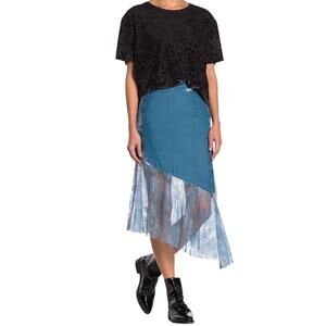 FREE PEOPLE My Lacey Velvet Midi Skirt-0